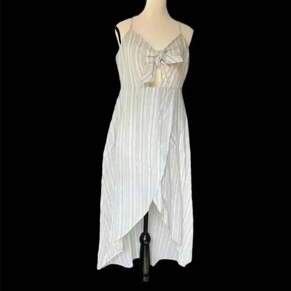 Bisouxx striped high - Low sleeveless‎ wrap dress Sz Large